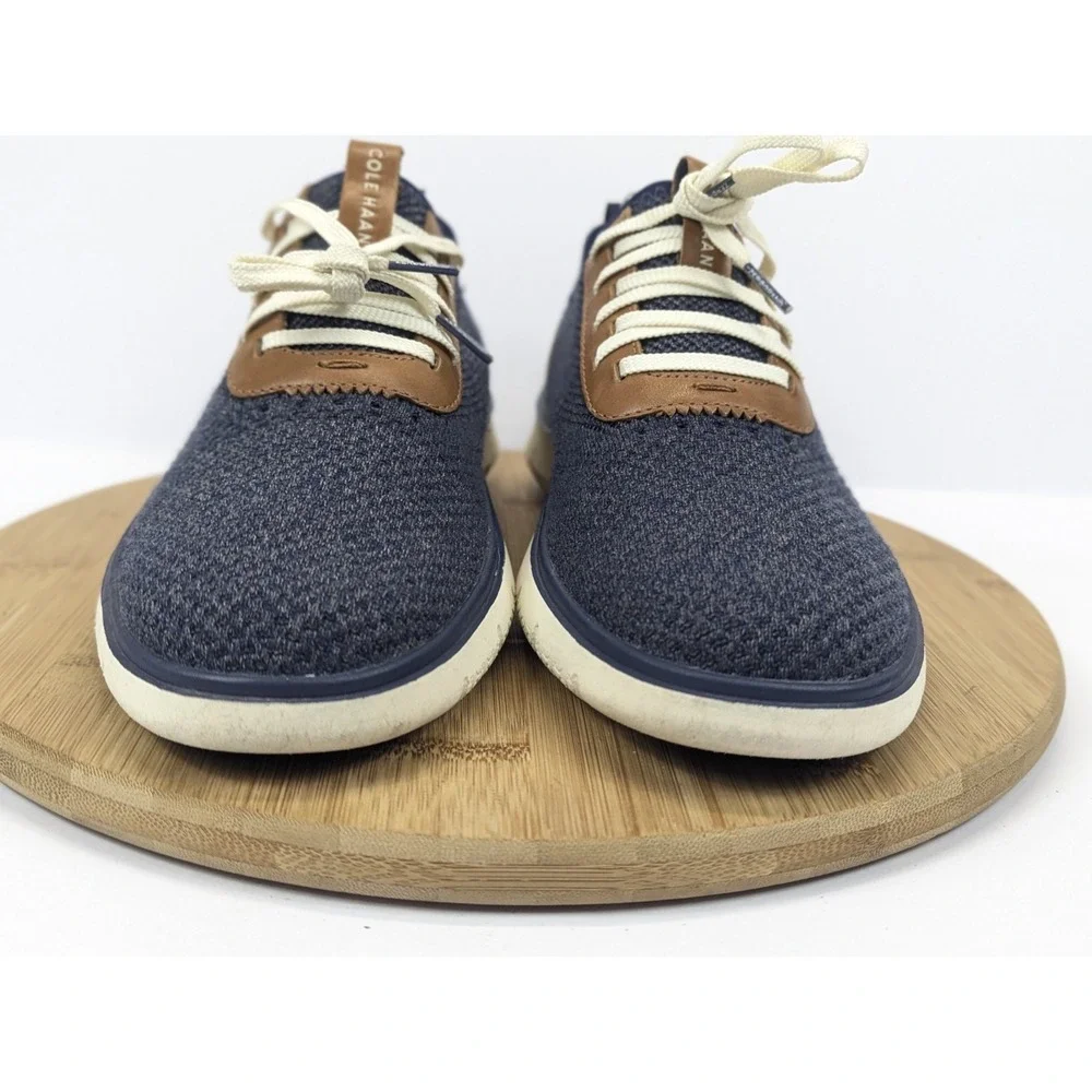 Cole Haan Zerogrand Stitchlite Oxford Mens 9.5 Navy Blue Knit Sneakers C31402